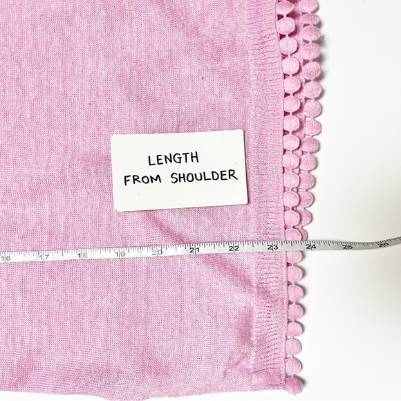 J. Crew 100% Linen Sweater Pom-Pom Trim small bubblegum pink lightweight boxy - Picture 11 of 11